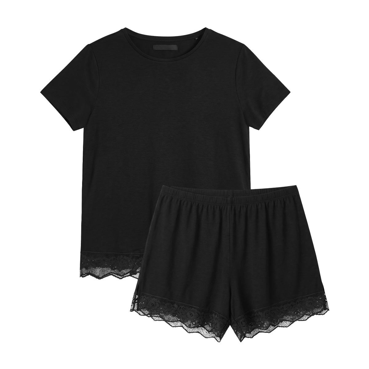 Women's Viscose Lace-Trim T-Shirt & Shorts Nightwear Set