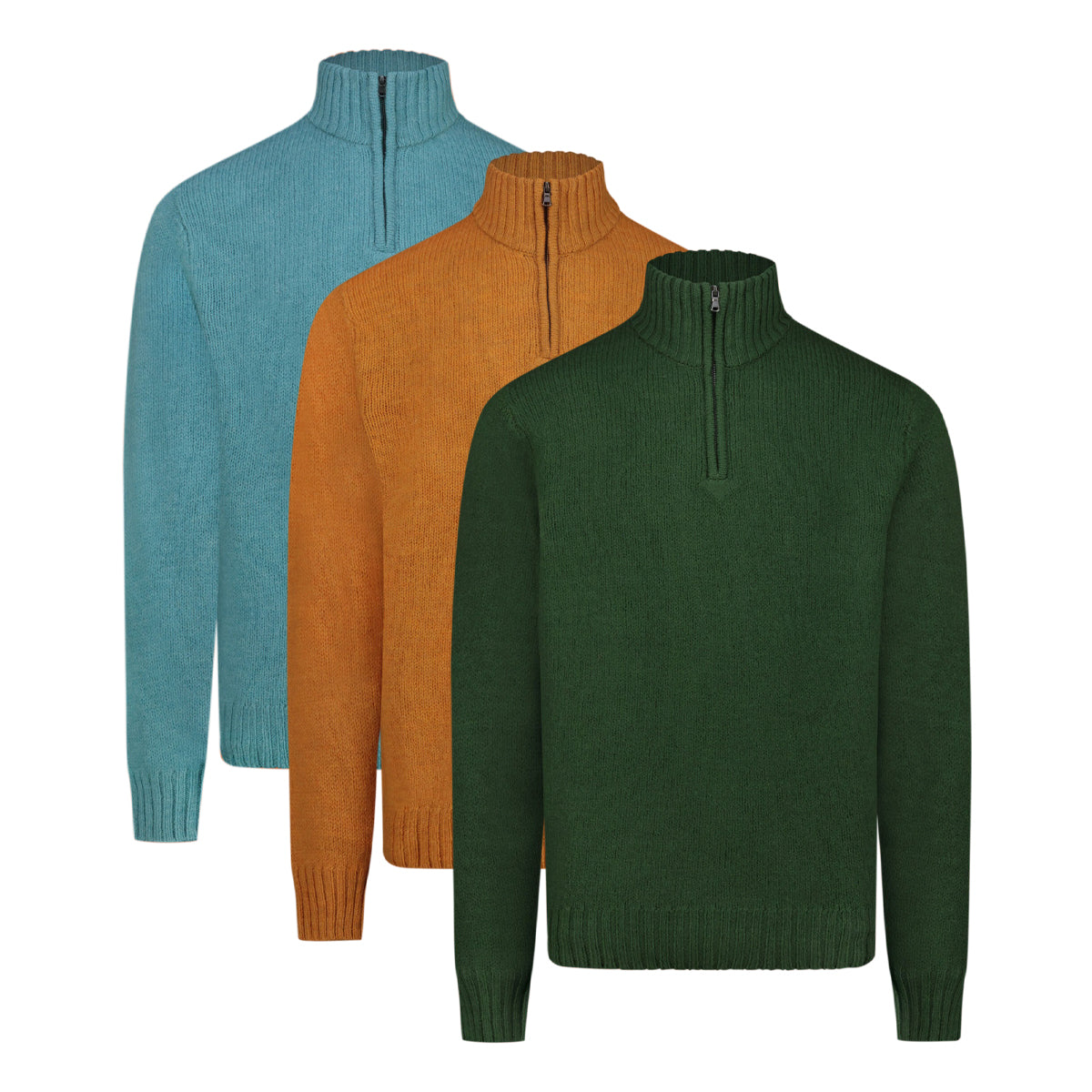 Mens Wool Half-Zip Turtleneck Pullover Sweater