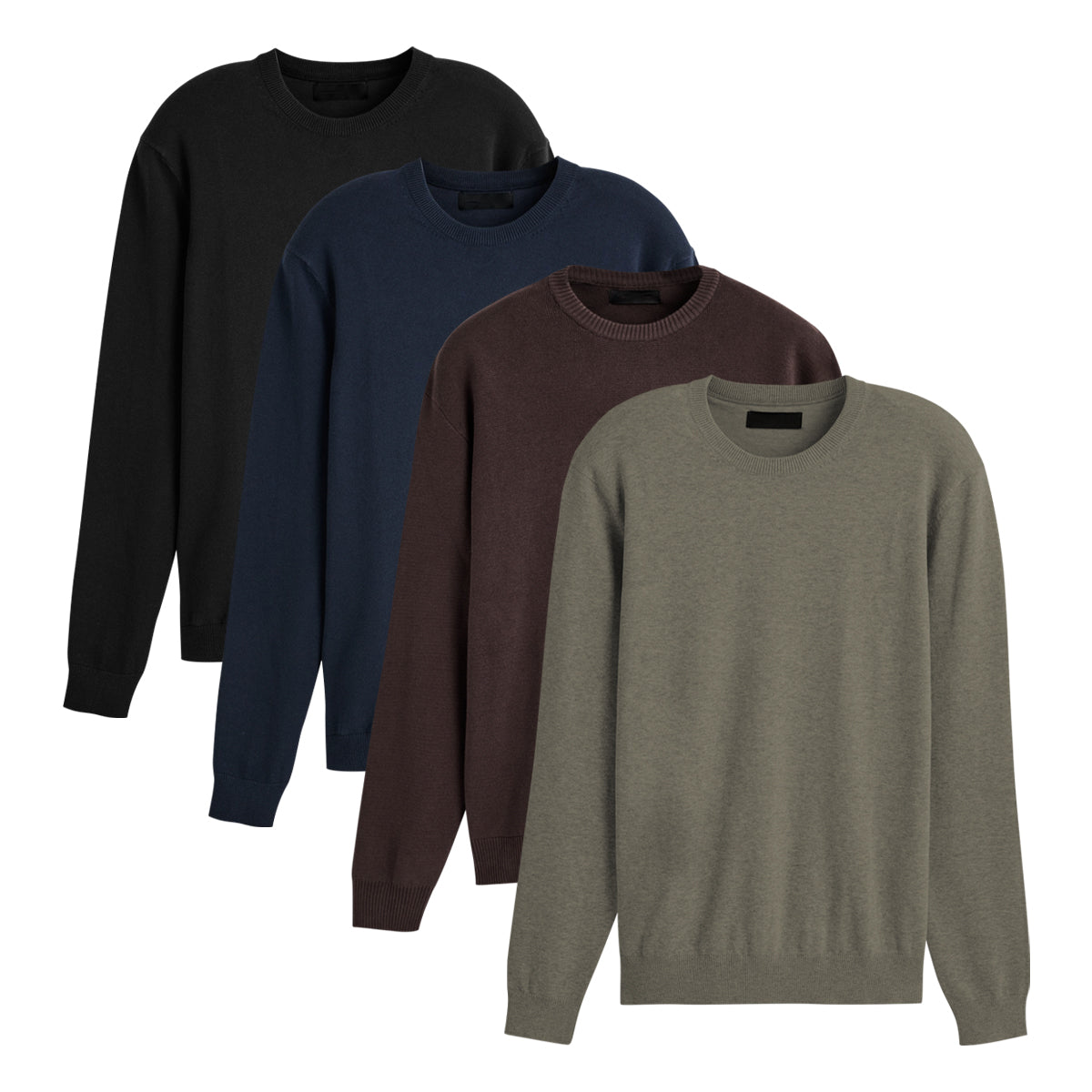 Mens Basic Knit Crew Neck Long Sleeve Pullover Sweater