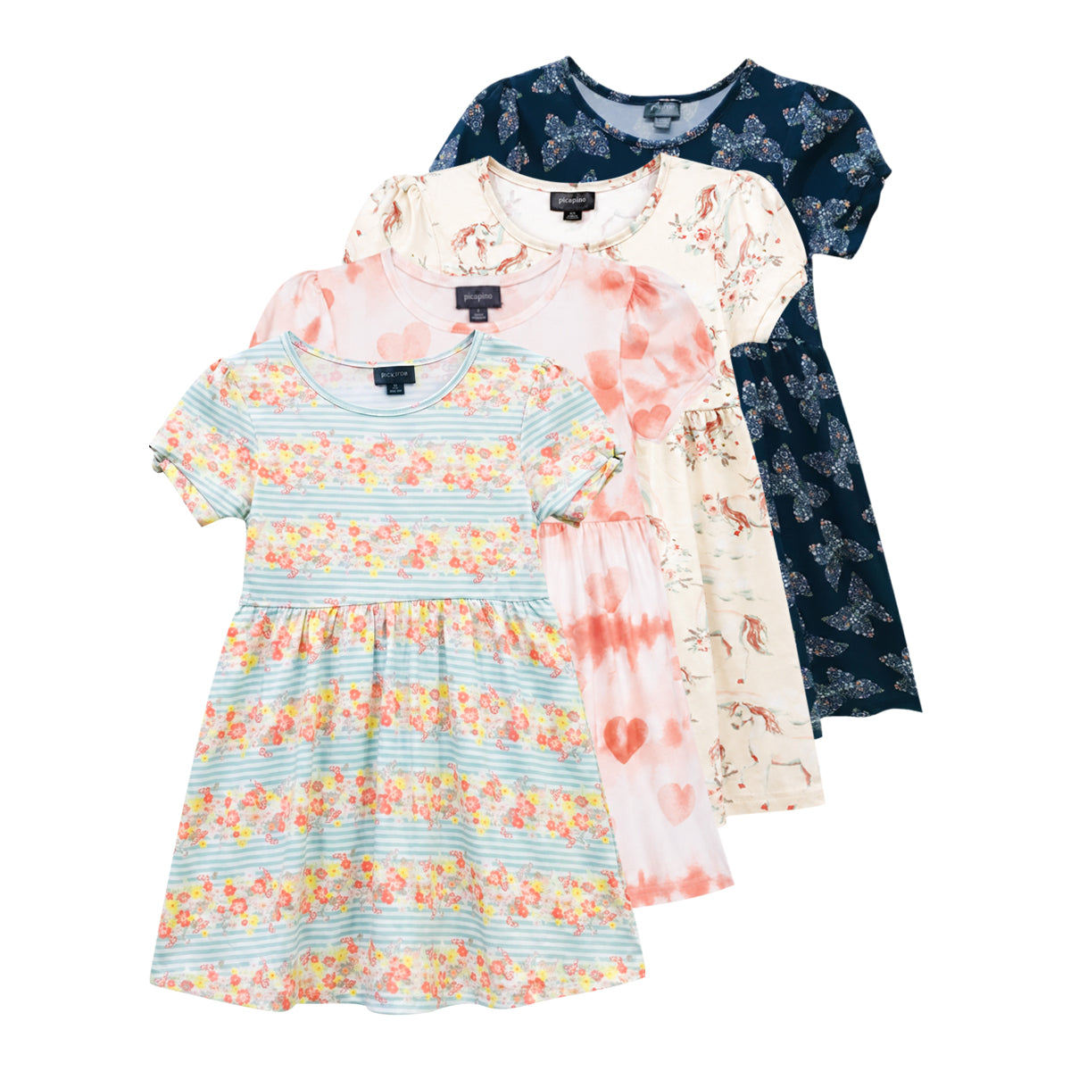 Girls Round Neck Printed Casual Short Sleeve Frock