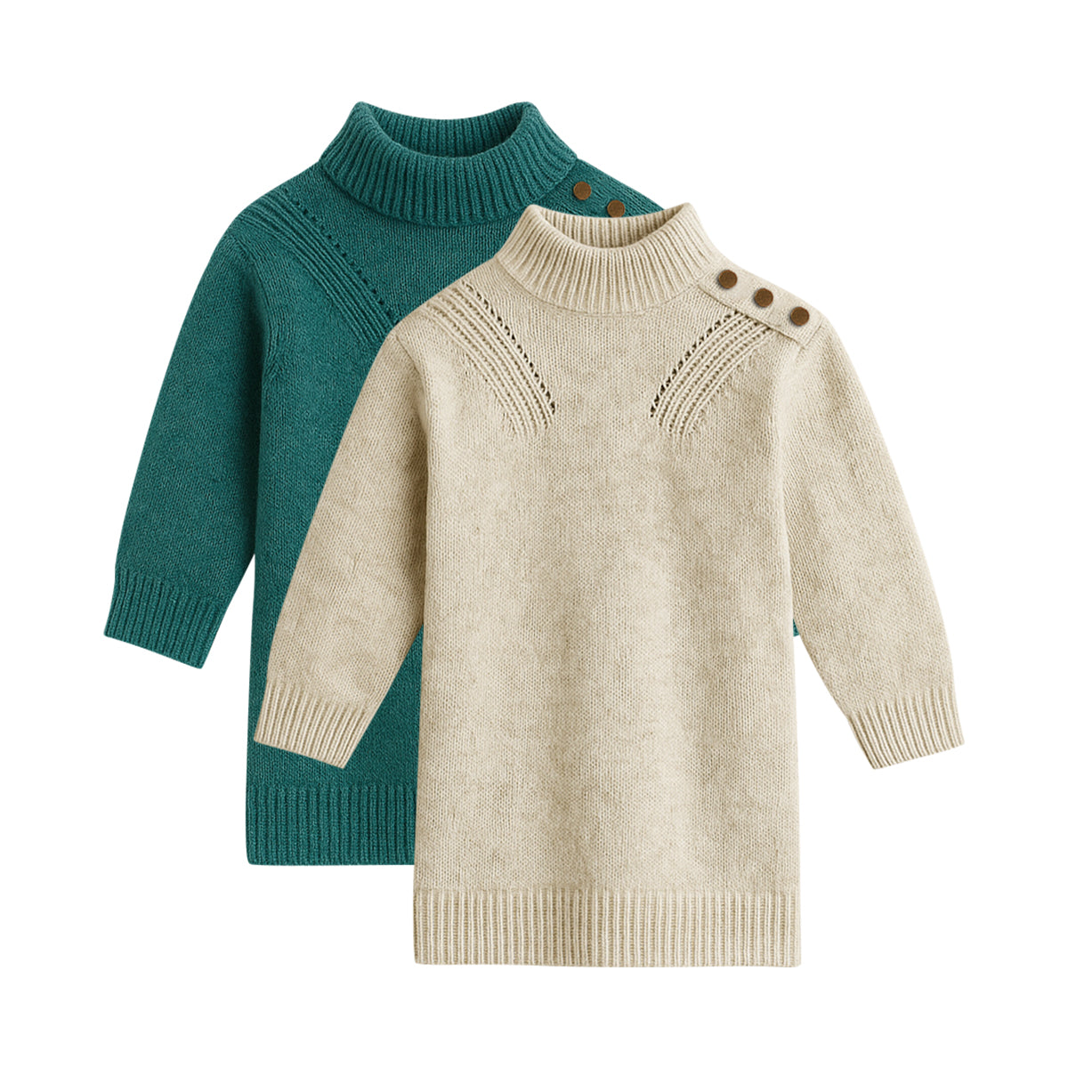 Girls Jacquard Knit Long Sleeve Winter Dress