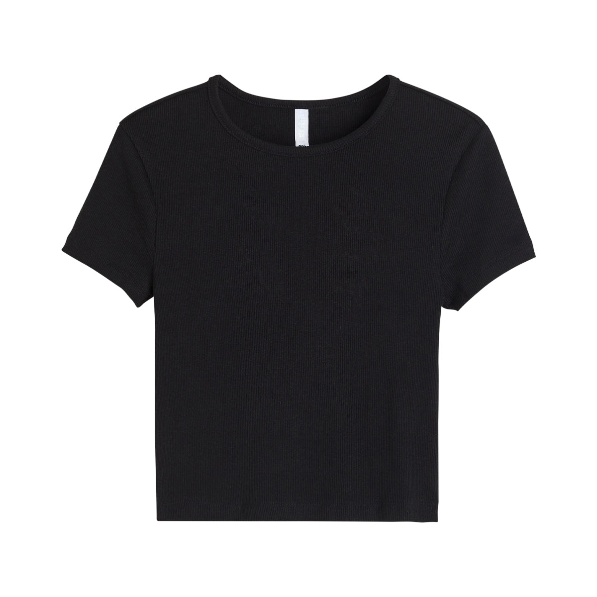 Ladies Short Sleeve Ribbed Crop Top