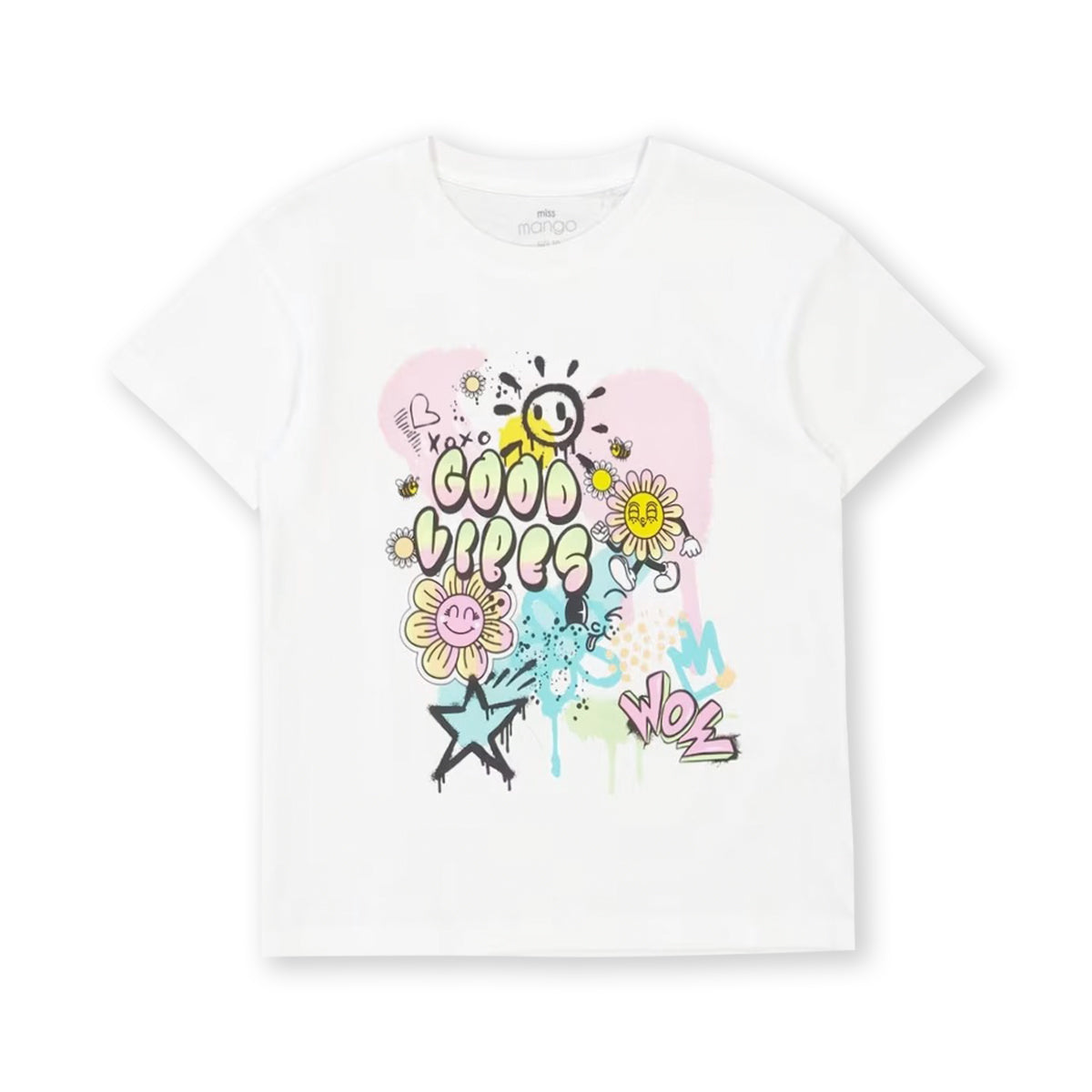 Girls Fun Printed Soft Cotton Short Sleeve Crew Neck T-Shirt