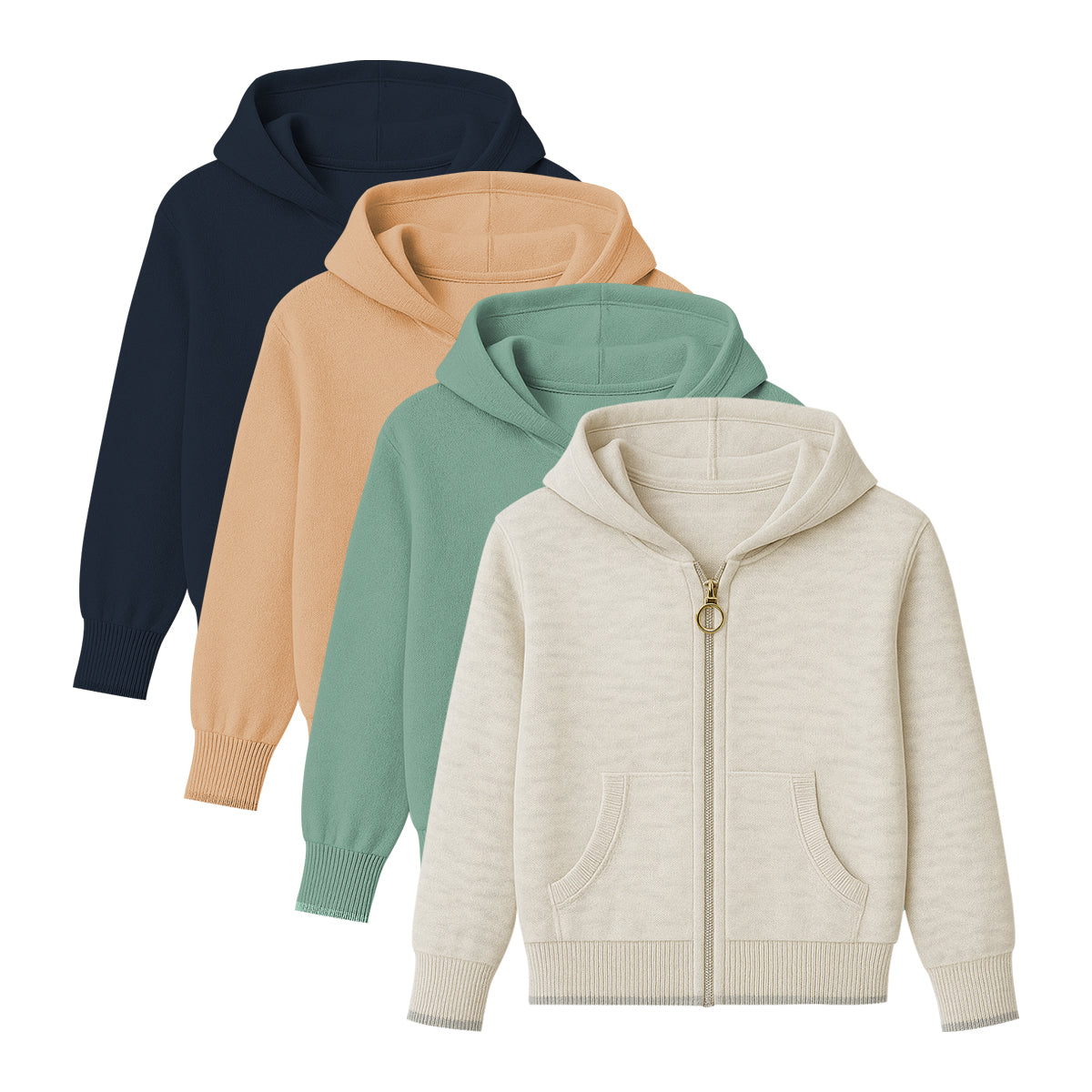 Baby & Teen Girls Soft Knit Zip-Up Ribbed Hoodie With Pockets