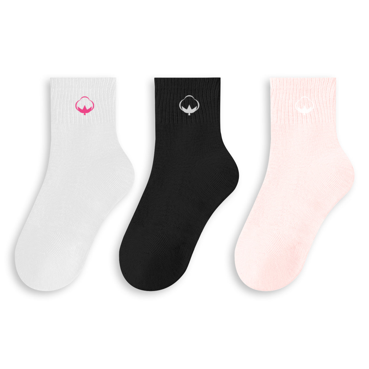 Pack of 3 Girls Premium Short Breathable Basic School Socks (2-14 Years)