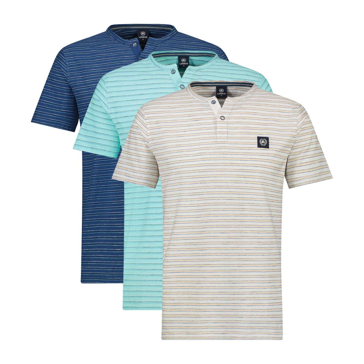 Men's Half Sleeve Striped Serafino T-shirt