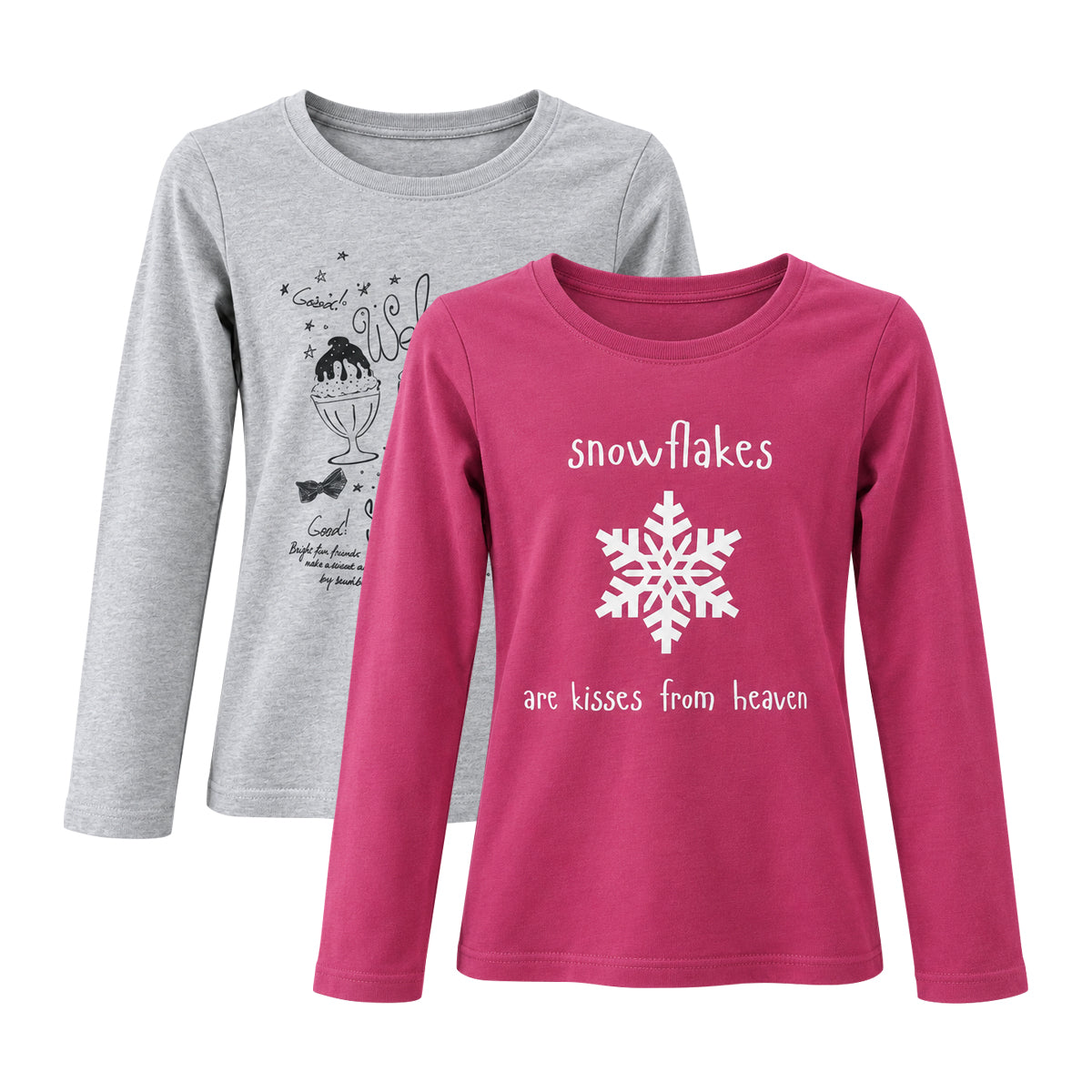 Girls Round Neck Full Sleeve Cotton Solid Print T-Shirts