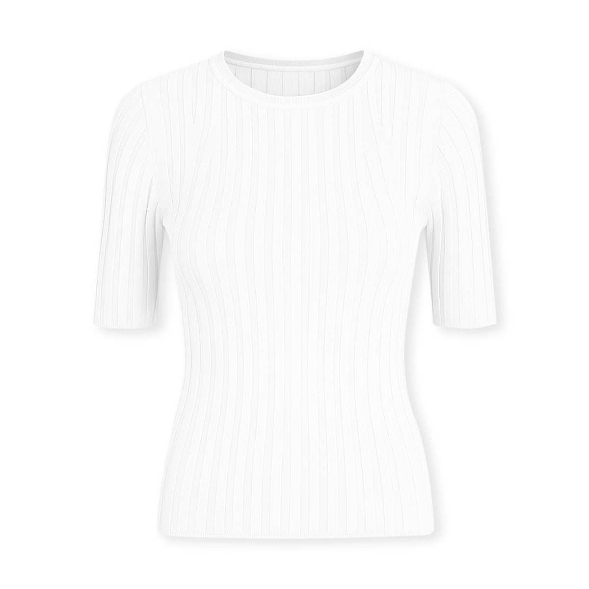 Womens Short Sleeve Ribbed Crew Neck Lightweight Sweater