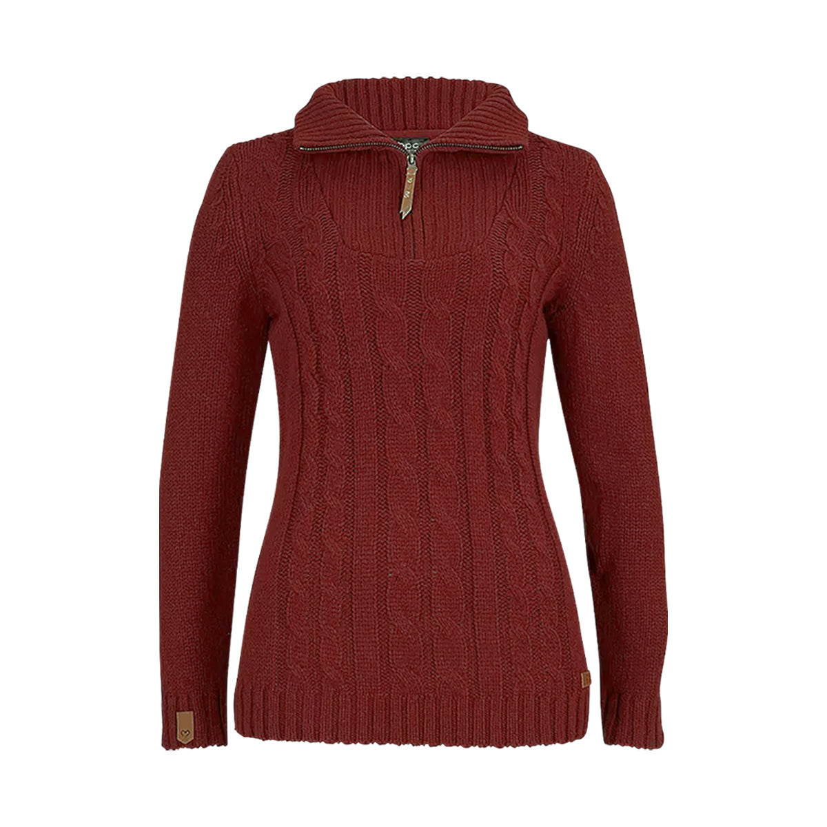 Womens Cable Knit Quarter Zip Pullover Sweater