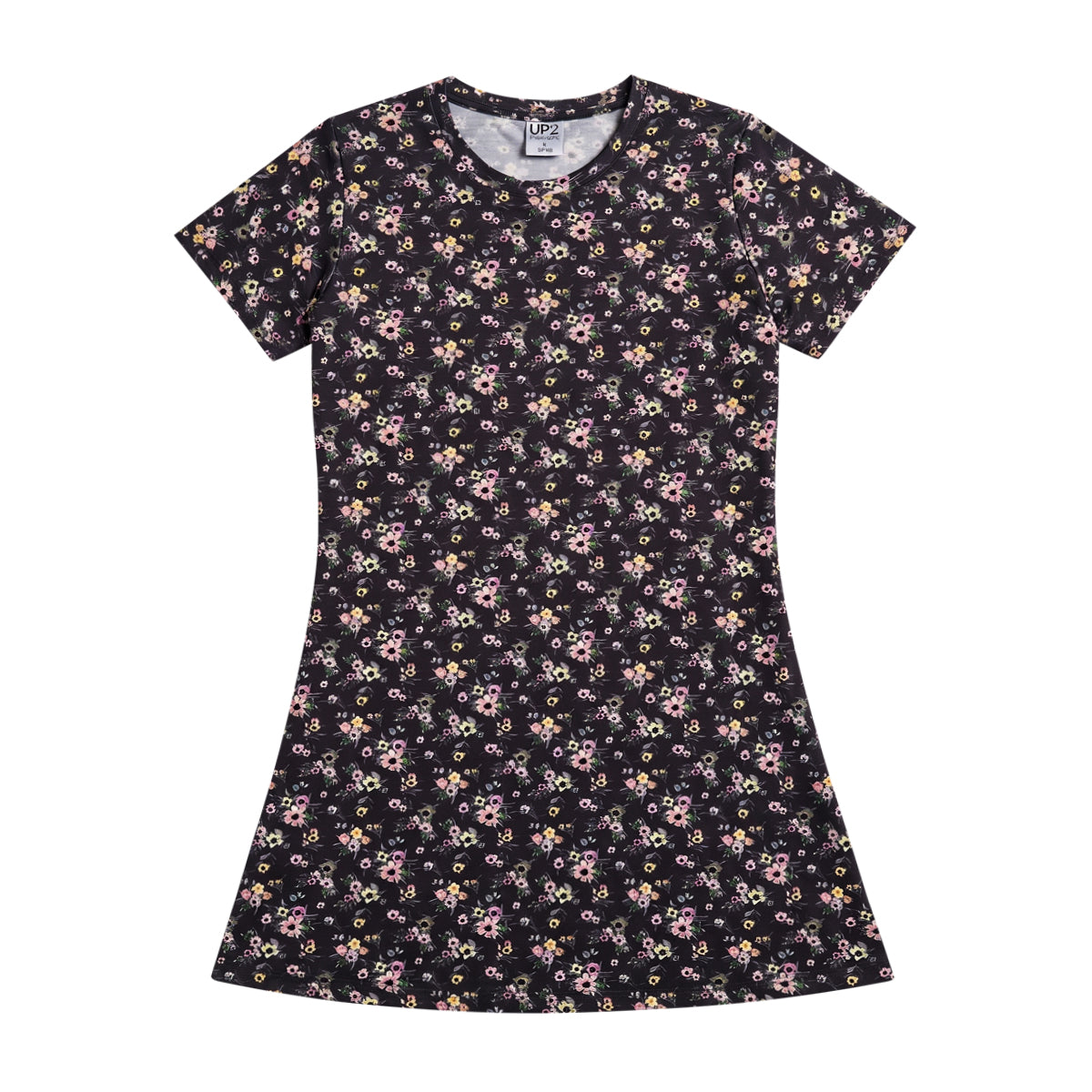 Ladies Short Sleeve Mid Length Printed Night T-Shirt Dress