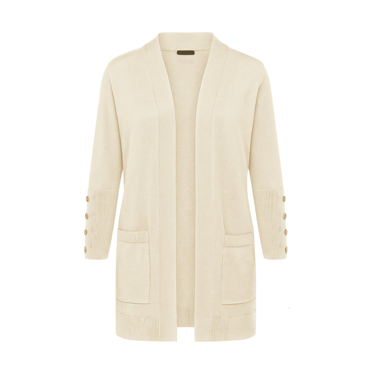 Womens Premium Knit Button-Sleeve Long Open Front Cardigan
