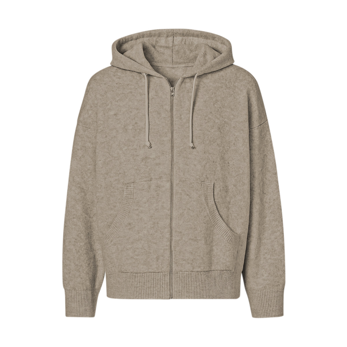 Womens Wool Blend Zip-Up Hoodie with Pockets