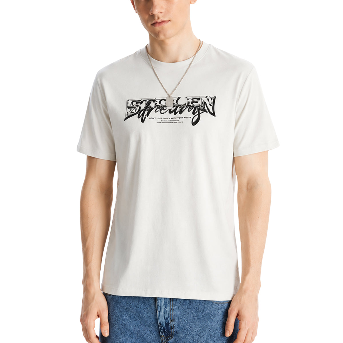 Mens Printed Crew Neck Cotton Jersey Casual T-Shirt