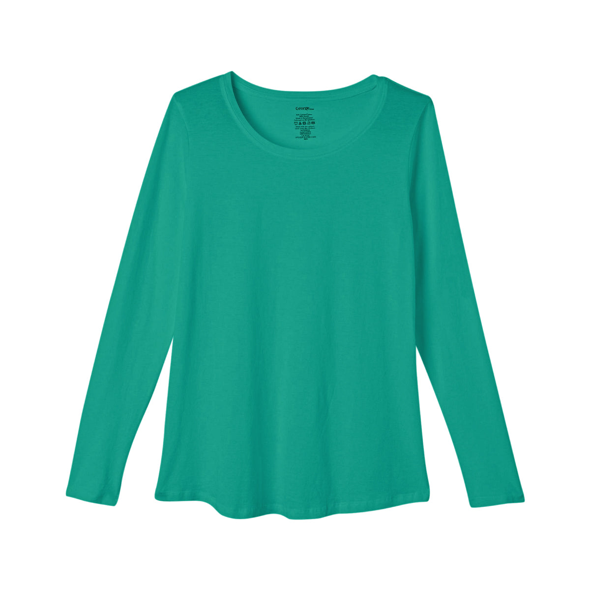 Womens Long Sleeve Round Neck Cotton Blend T-shirt