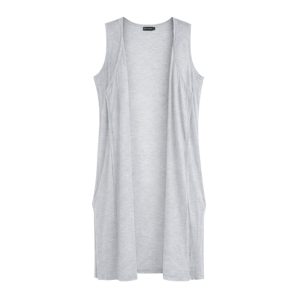 Womens Lightweight Sleeveless Open-Front Long Cardigan