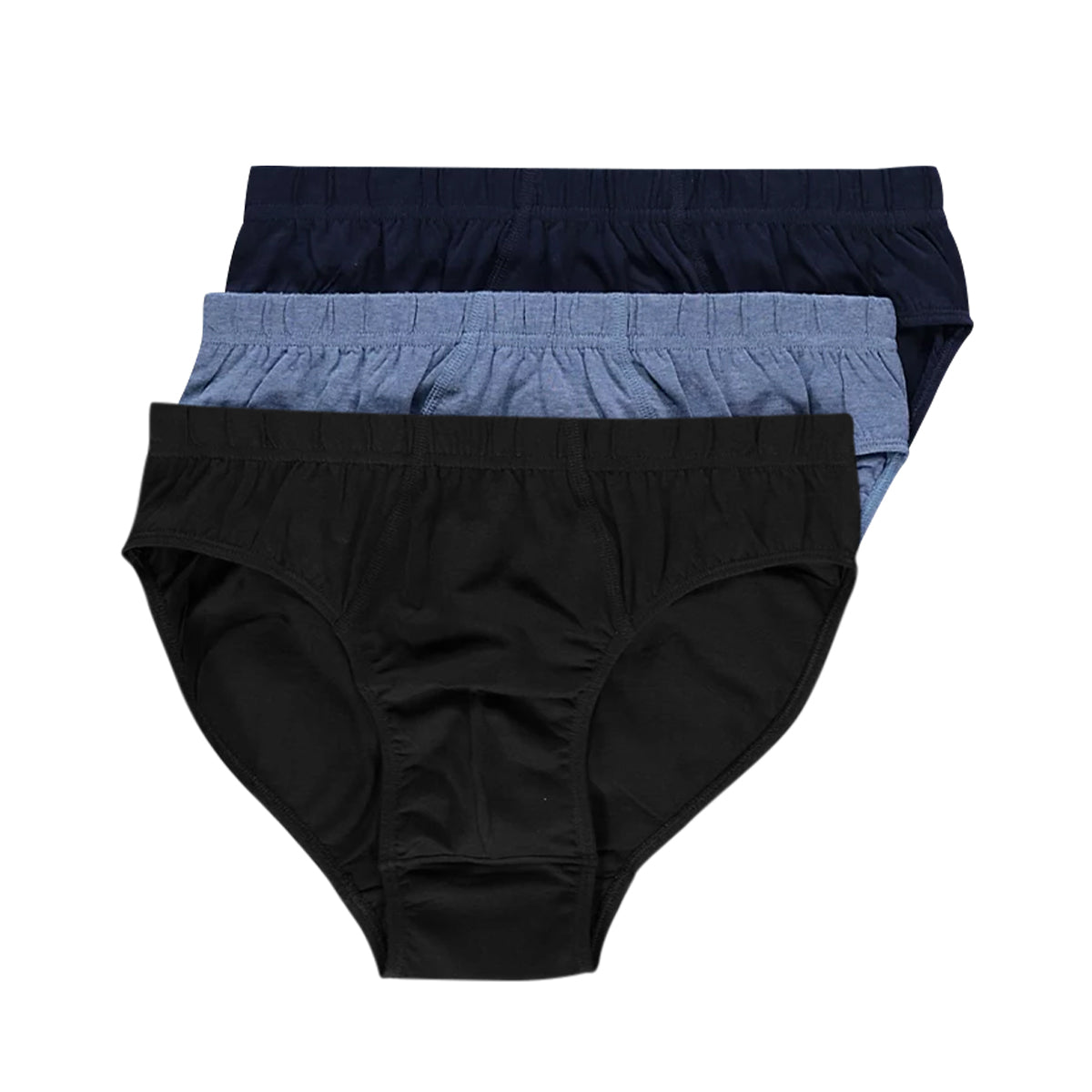 Pack of 3 Mens Solid Inner Elastic Cotton Briefs