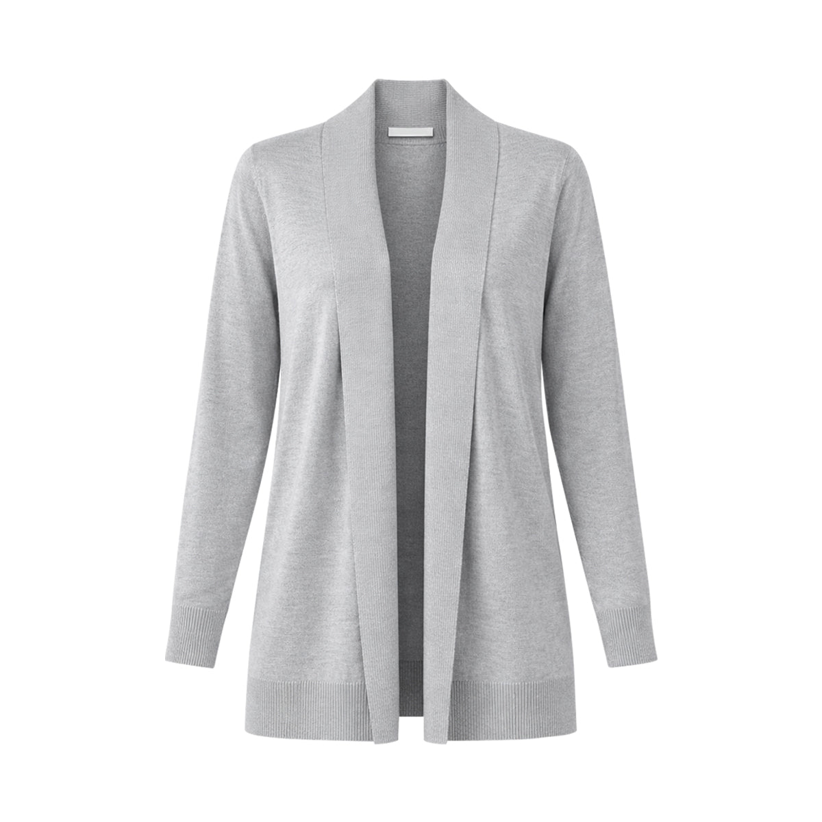 Womens Ribbed Trim Classic Open-Front Knit Cardigan