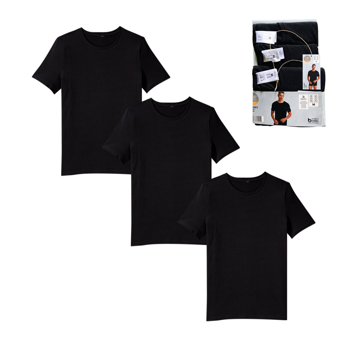 Pack of 3 Mens Basic Round Neck Cotton Undershirt