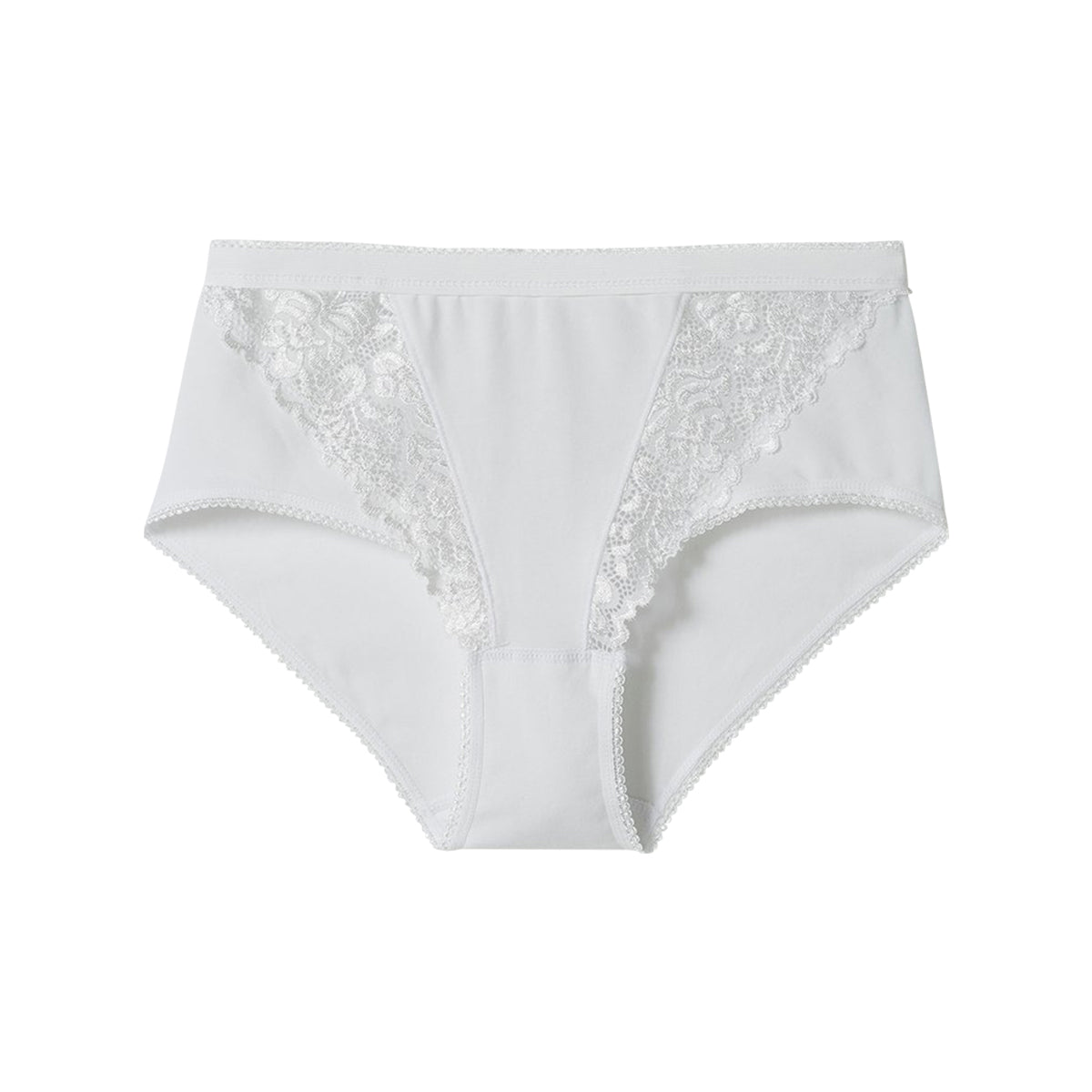 Ladies High Waisted Cotton Stretch Lace Brief Panties