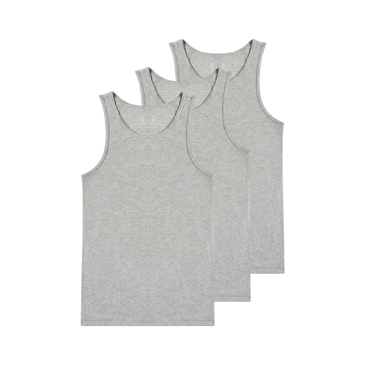 Mens 3-Pack Sleeveless Vests Cotton Grey Tank Top