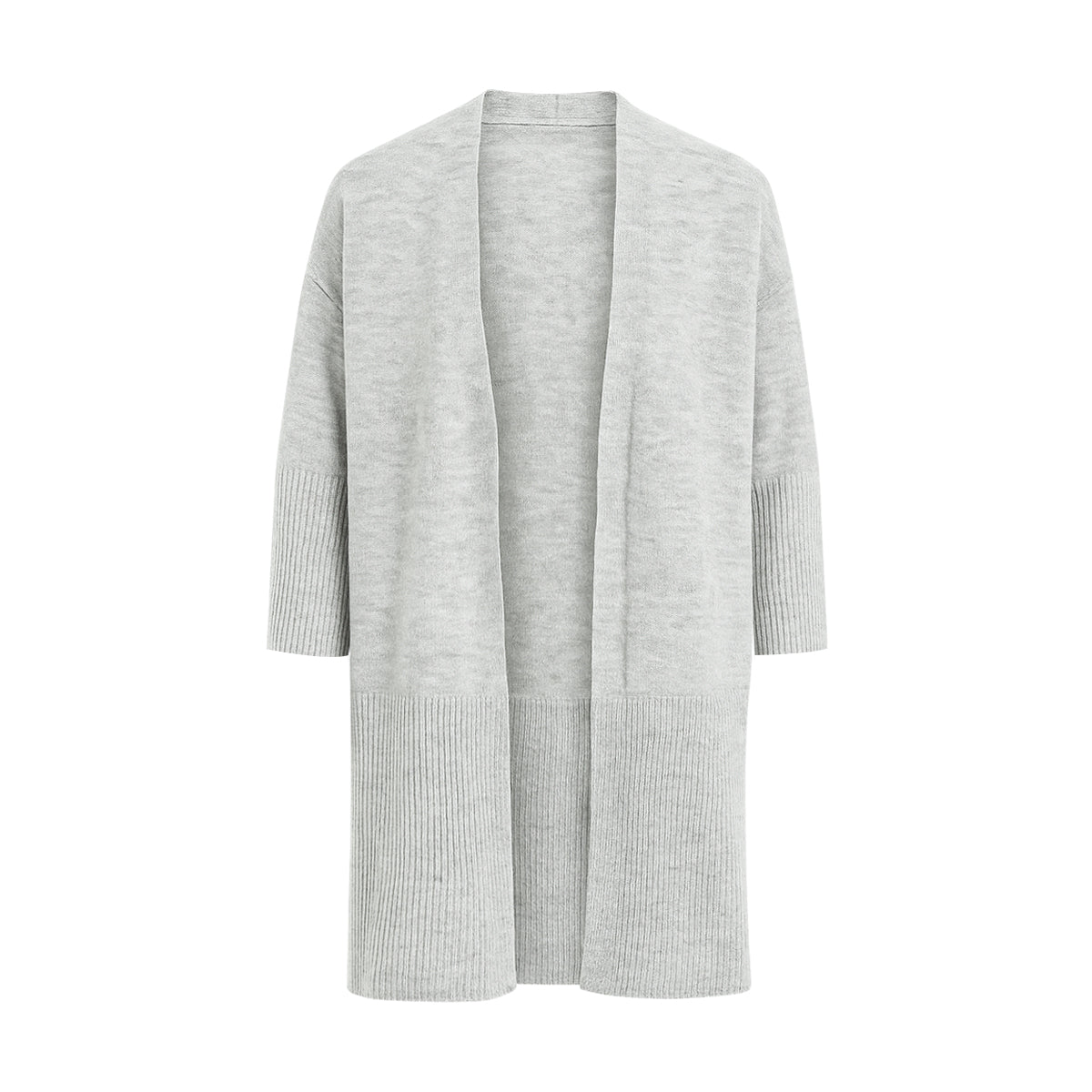 Womens Wool Blend Knit Open Front Longline Cardigan