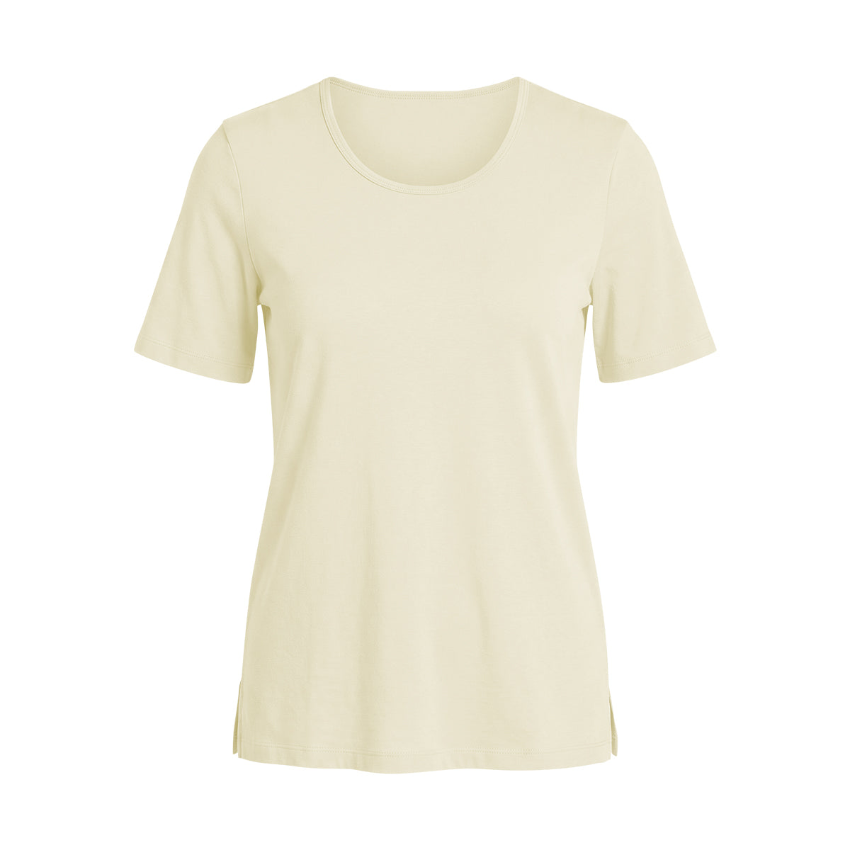 Womens Side Slit Scoop Neck Cotton T-Shirt