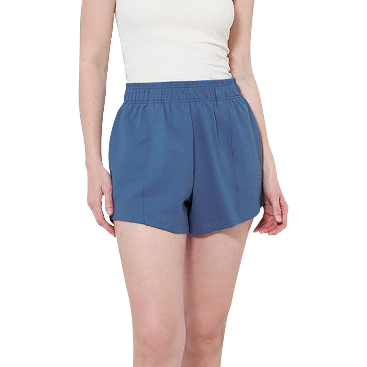 Womens Casual High-Waisted Cotton Terry Shorts