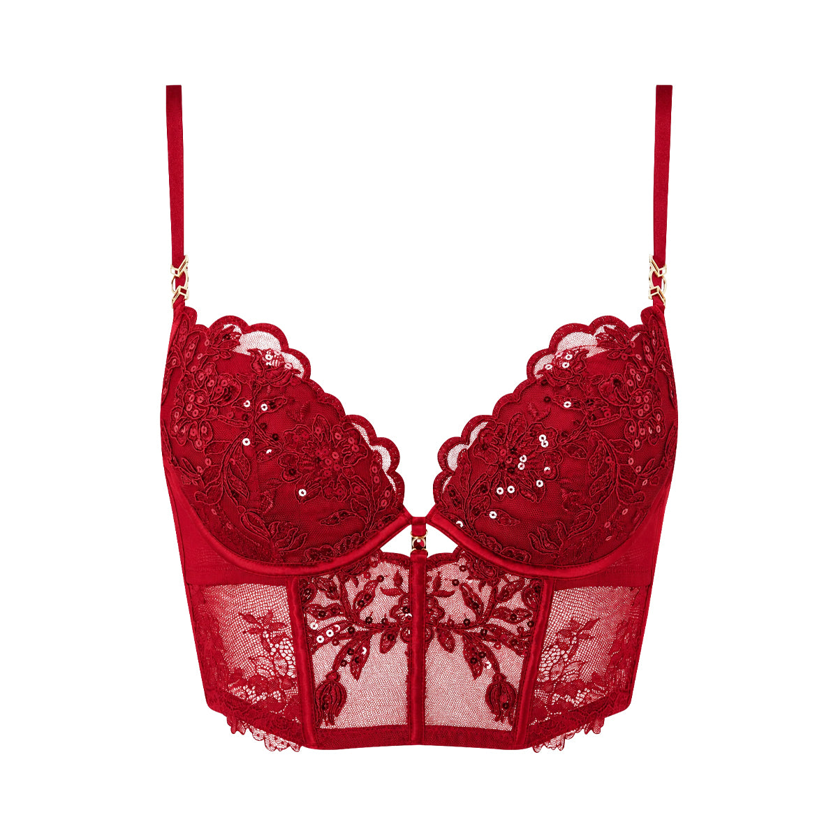 Womens Icon Embroidered Padded Underwired Bustier Bra