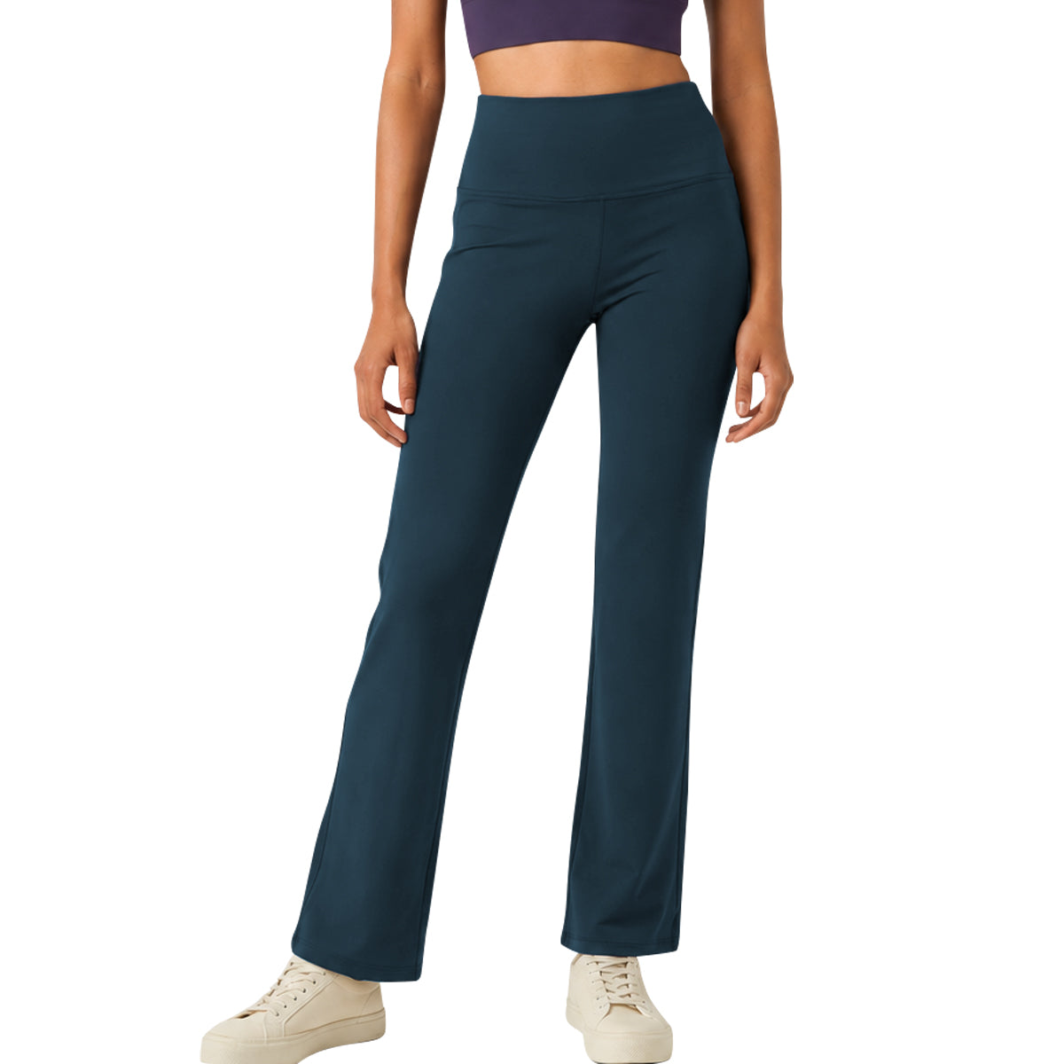 Womens High Rise Dry Fit Flare Yoga Leggings With Pockets