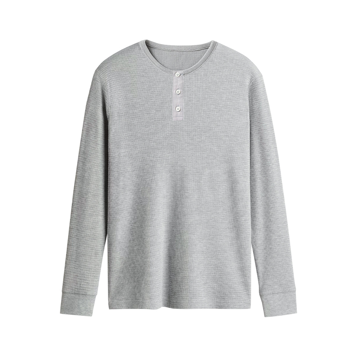 Men’s Waffle Knit Long Sleeve Henley T-shirt