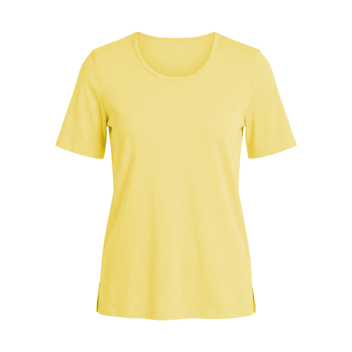 Womens Side Slit Scoop Neck Cotton T-Shirt
