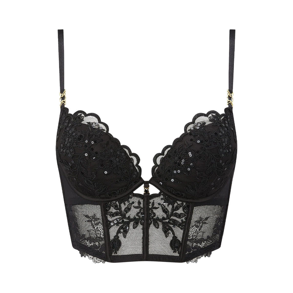 Womens Icon Embroidered Padded Underwired Bustier Bra