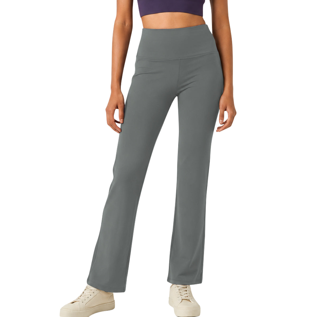 Womens High Rise Dry Fit Flare Yoga Leggings With Pockets