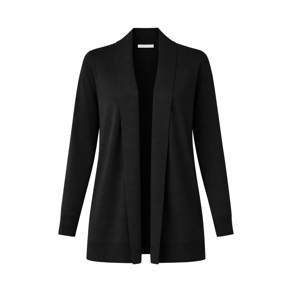 Womens Ribbed Trim Classic Open-Front Knit Cardigan