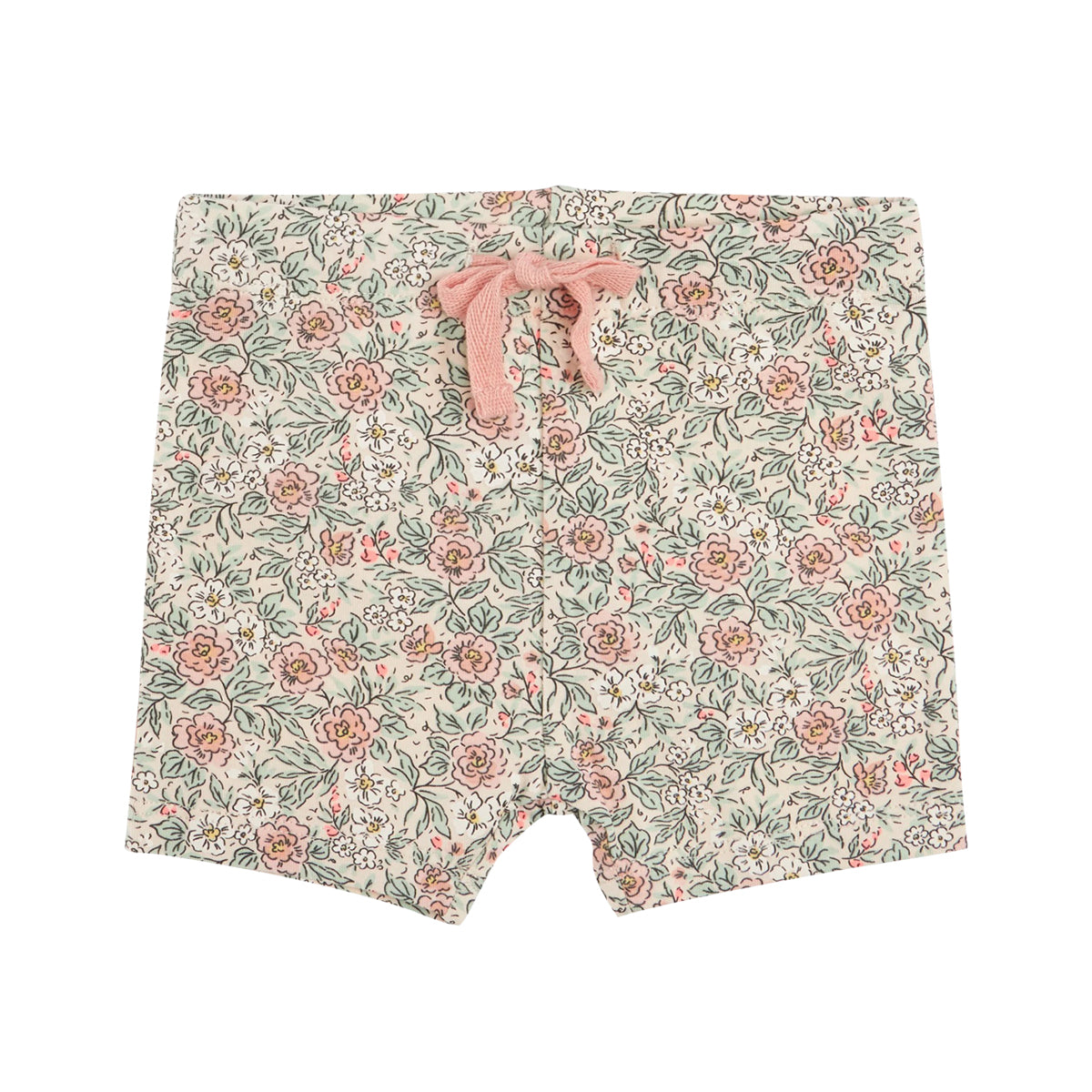 Baby Girls Soft Stretch Cotton Print Bike Shorts With Drawstring
