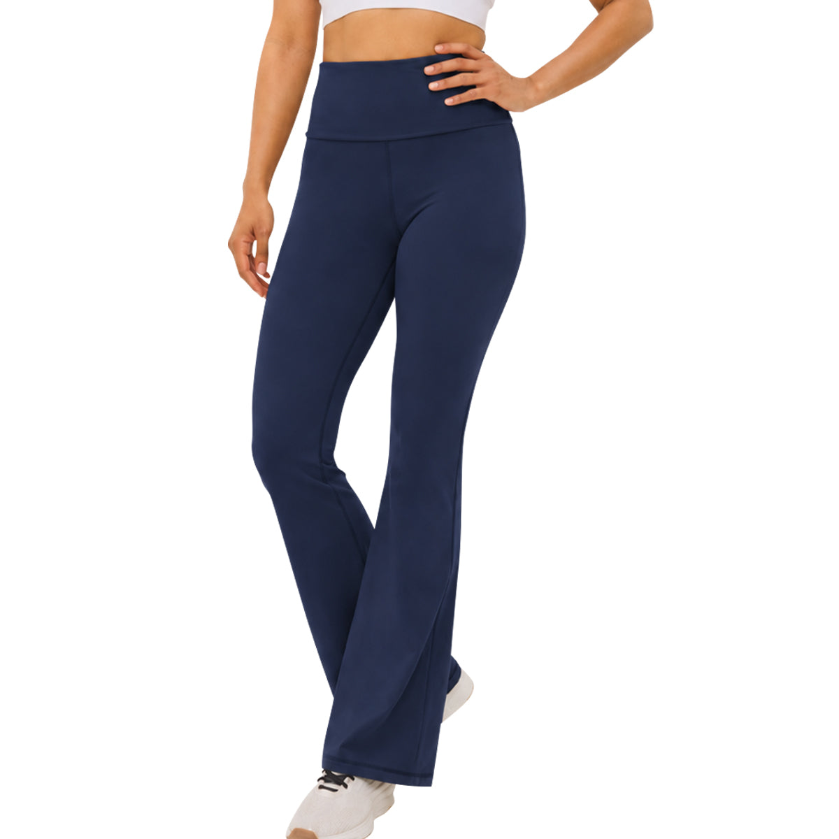 Womens Foldover Waistband Flared Yoga Leggings