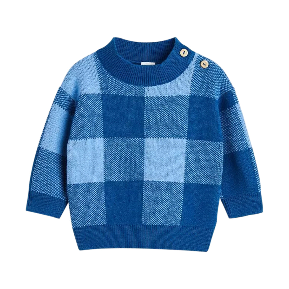 Toddler Baby Long Sleeve Checked  Knit Cotton Jumper