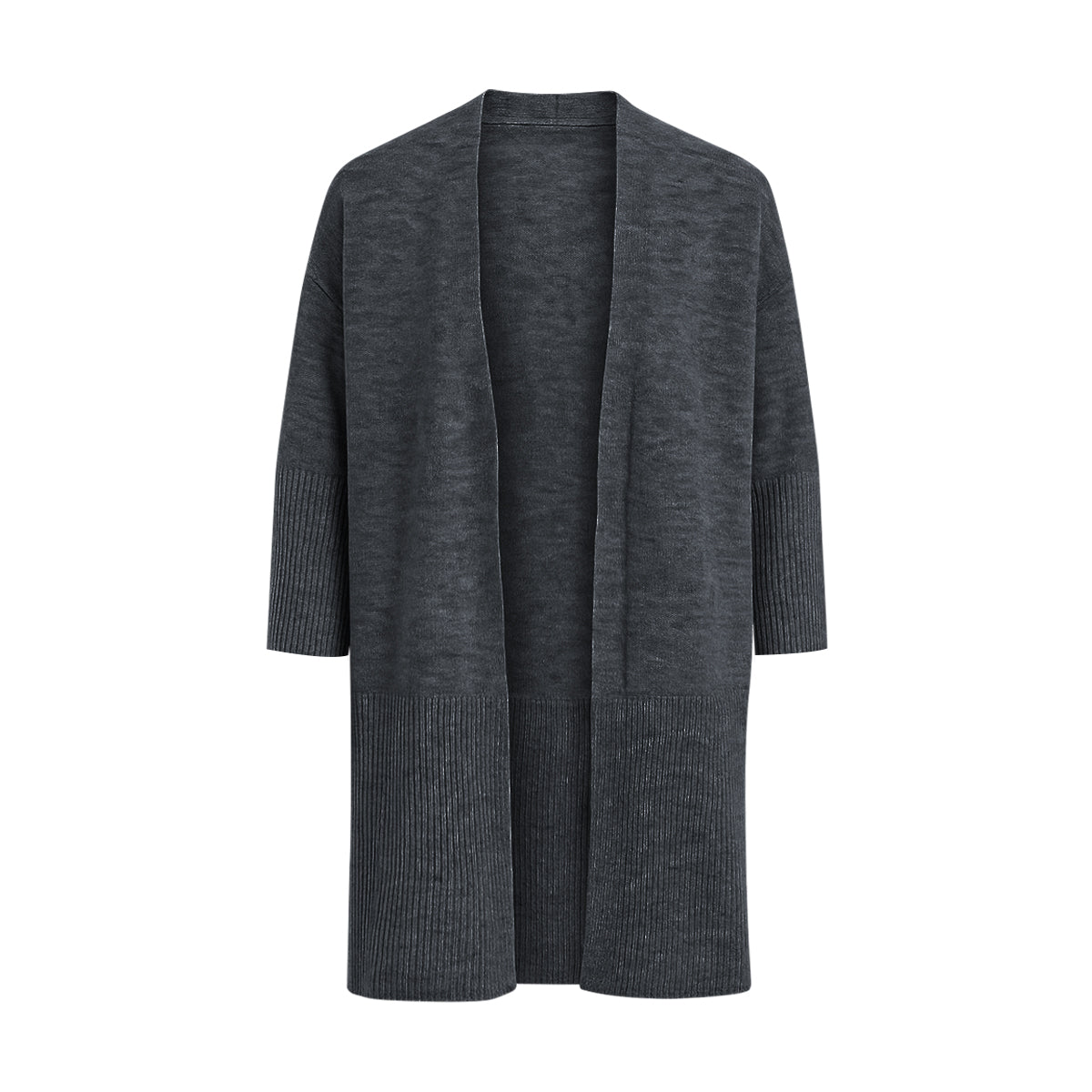 Womens Wool Blend Knit Open Front Longline Cardigan