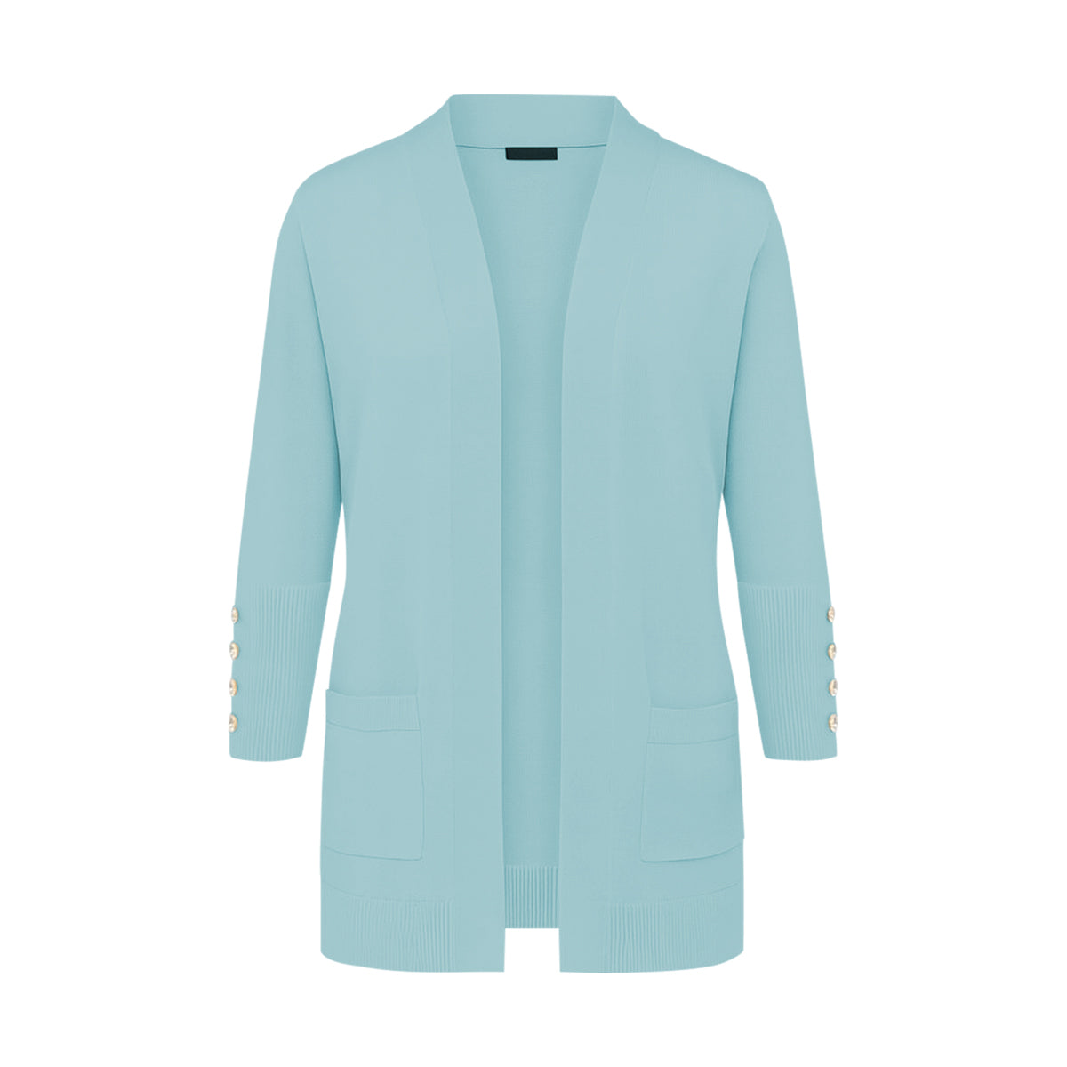 Womens Premium Knit Button-Sleeve Long Open Front Cardigan