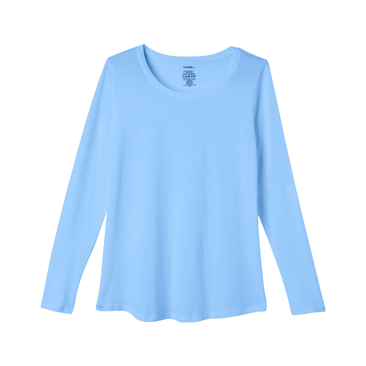 Womens Long Sleeve Round Neck Cotton Blend T-shirt