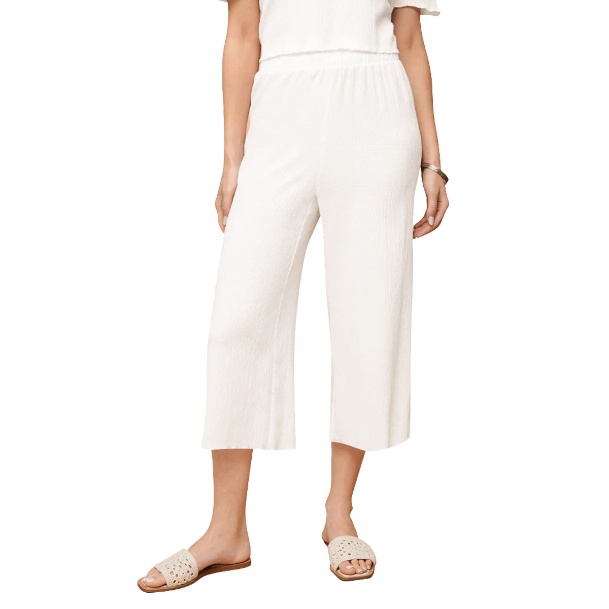 Womens Lightweight Crinkle Culotte 3/4 Pajama