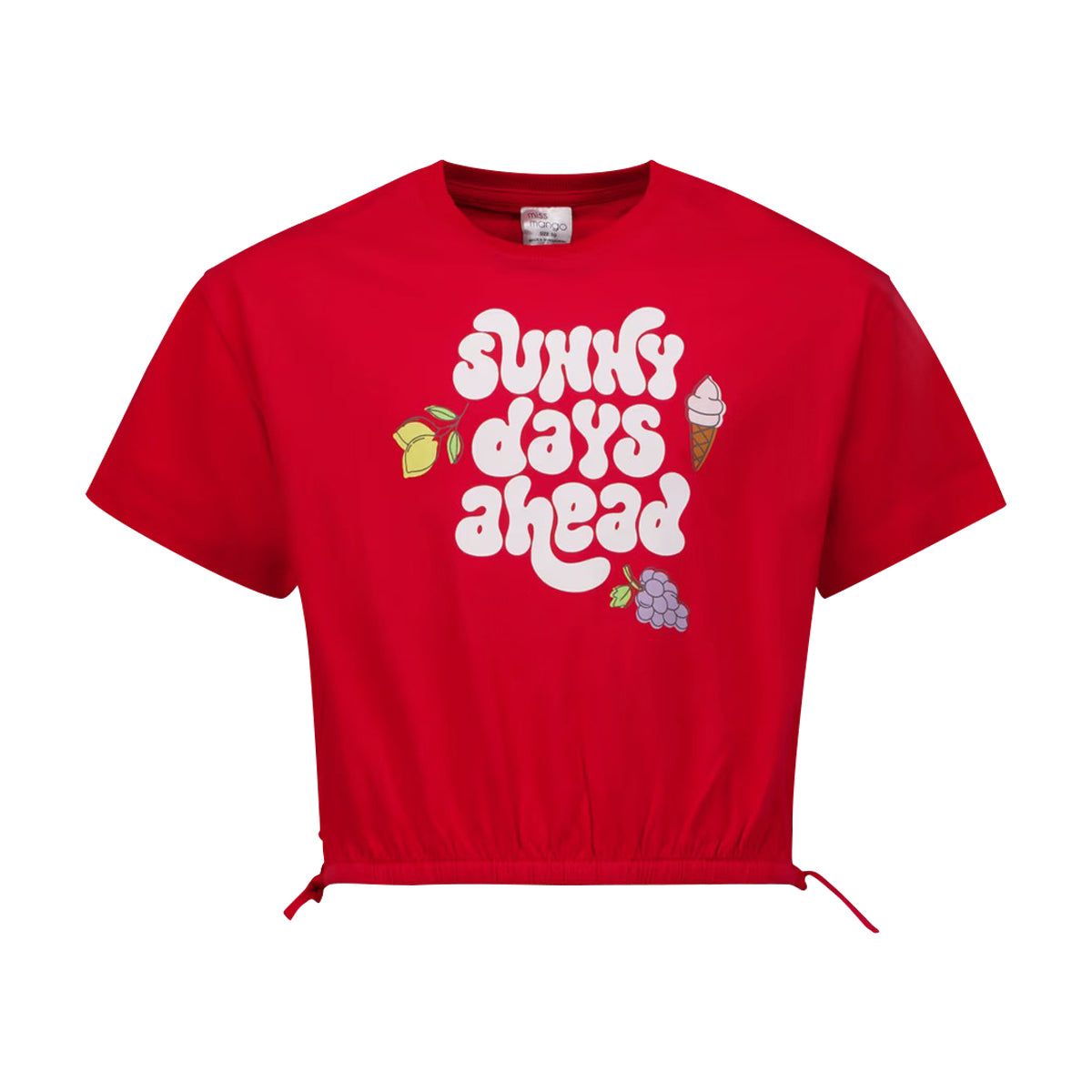 Girls Soft Cotton Printed Ruched Hem Relaxed Fit Casual Top T-Shirt