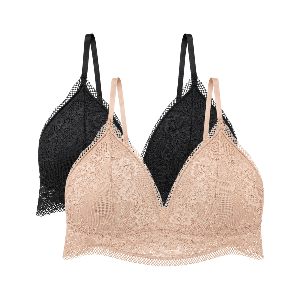 Womens Floral Lace Wire-Free Adjustable Straps Bra