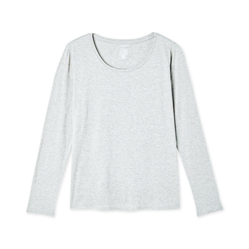 Womens Long Sleeve Round Neck Cotton Blend T-shirt