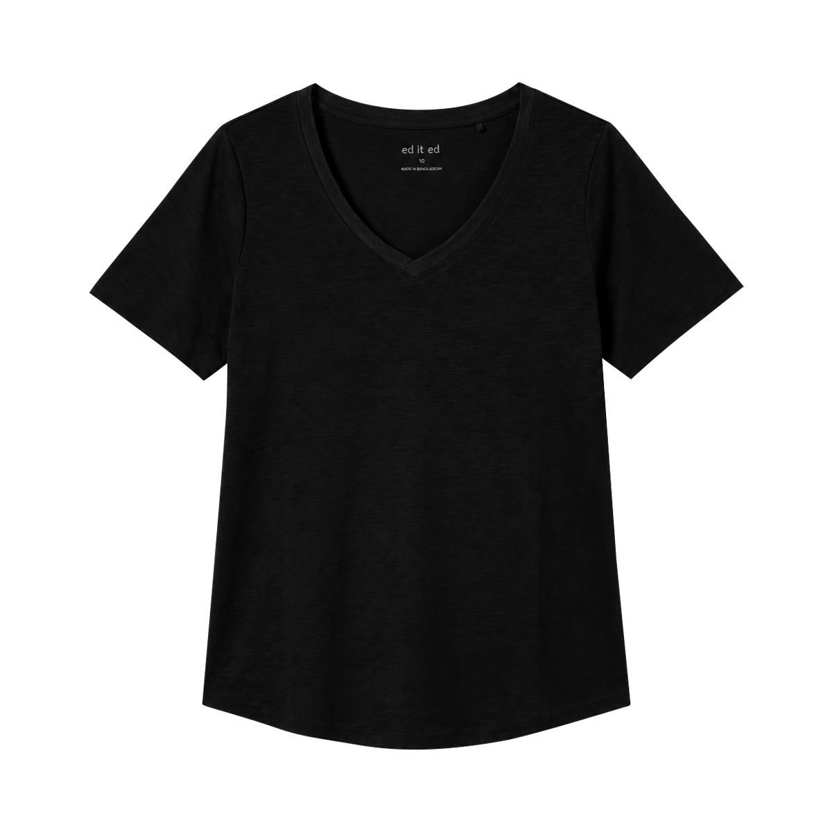 Ladies Short Sleeve V-Neck Cotton T-Shirt