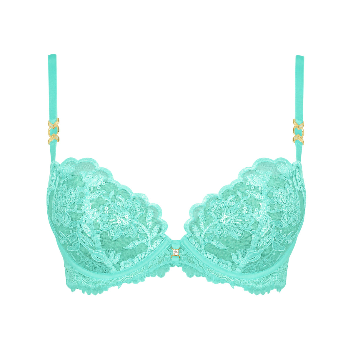 Womens Sequin Padded Plunge Adjustable Straps Bra
