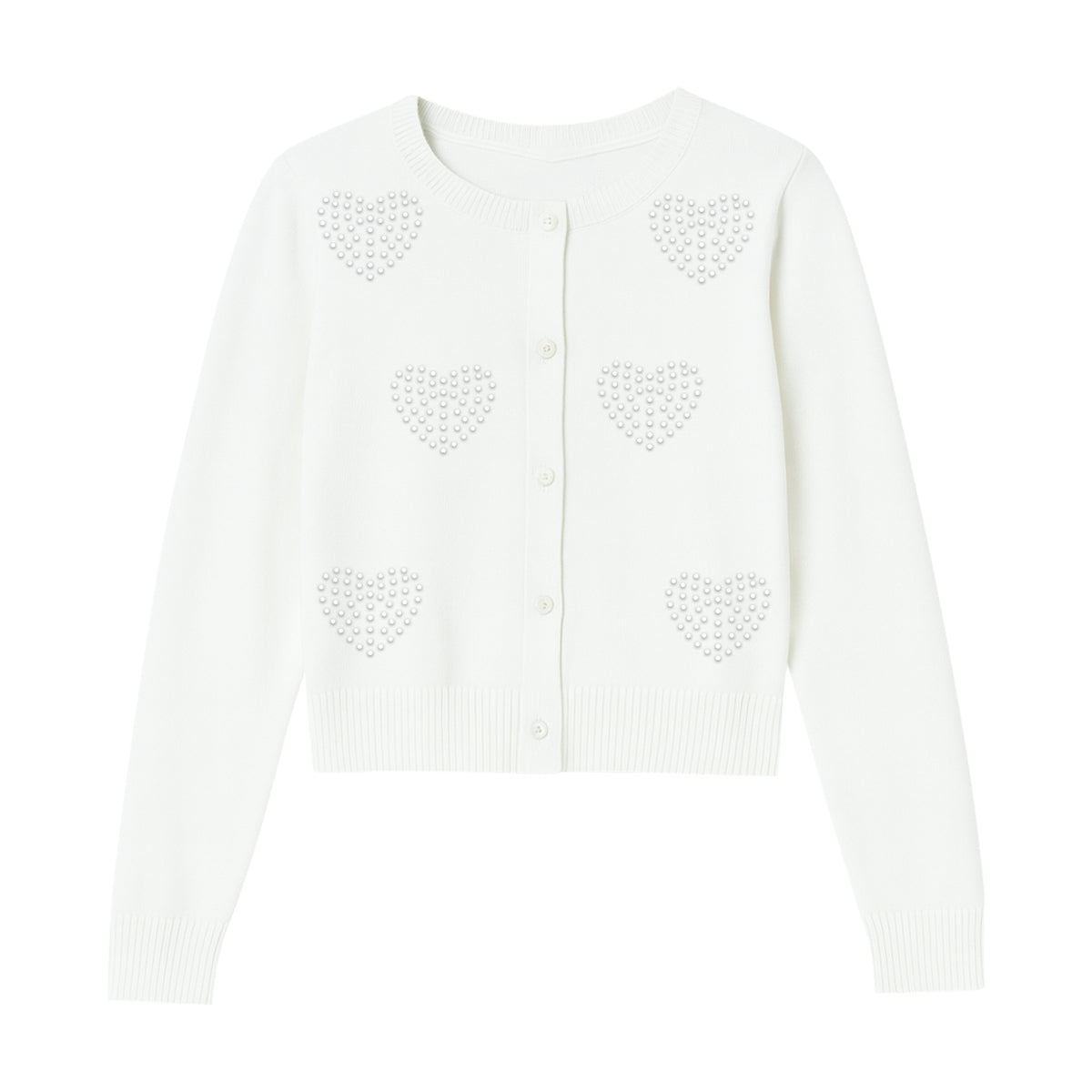 Girls Premium Rhinestone Knit Button Cardigan