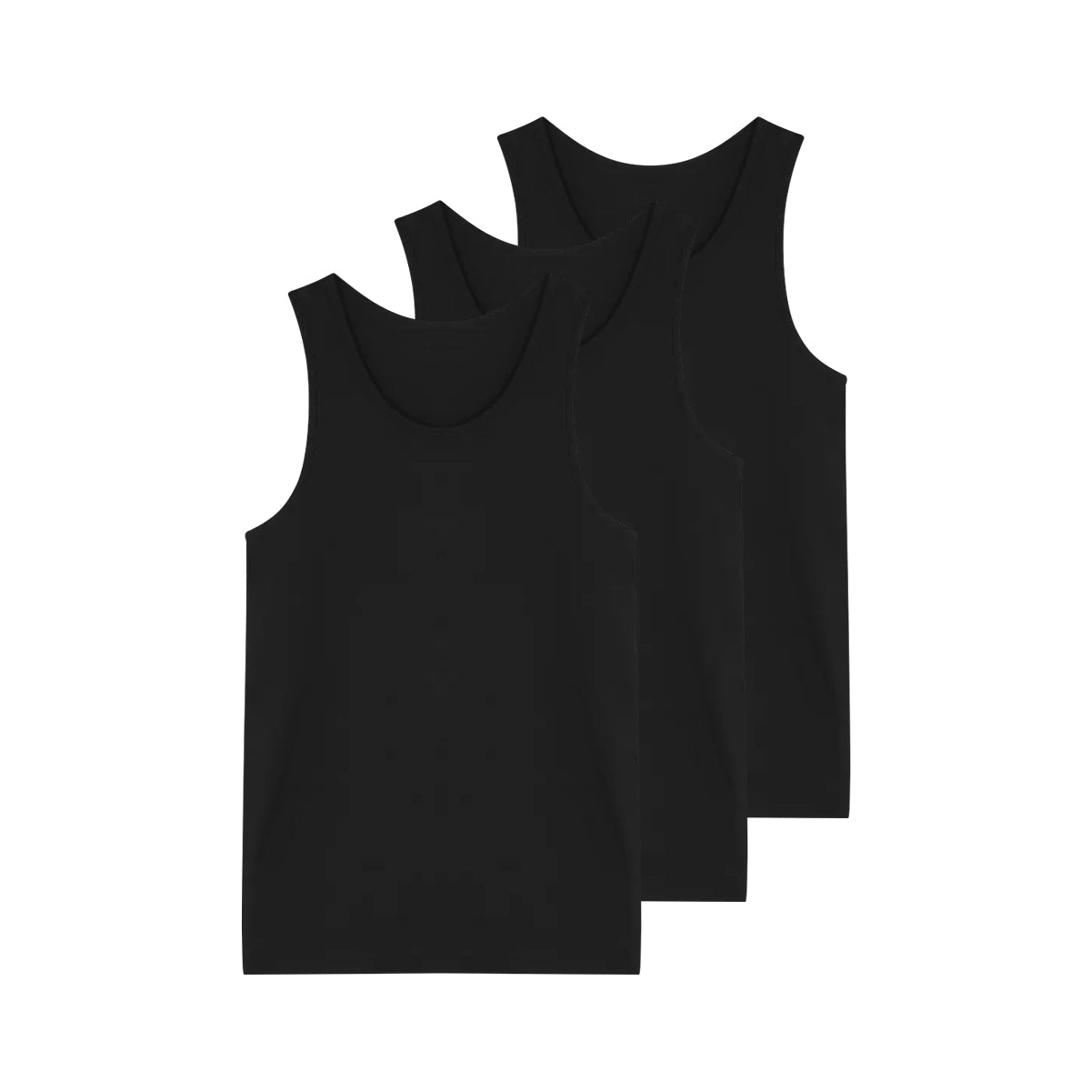 Mens 3-Pack Sleeveless Vests Cotton Black Tank Top