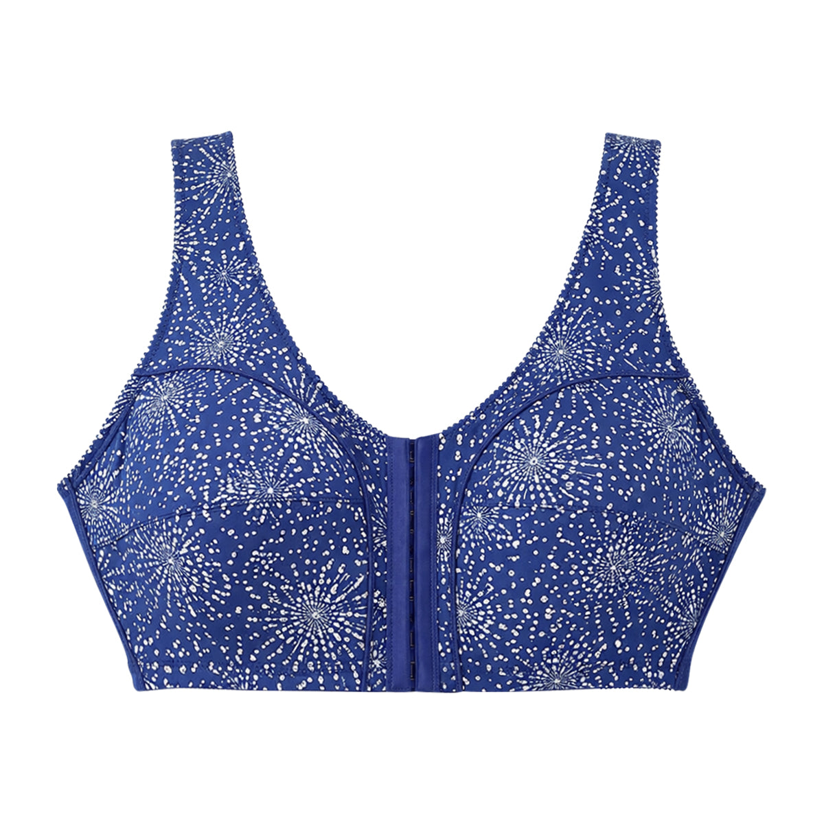 Womens Plus Size Printed Wireless Front Close Adjustable Straps Bra