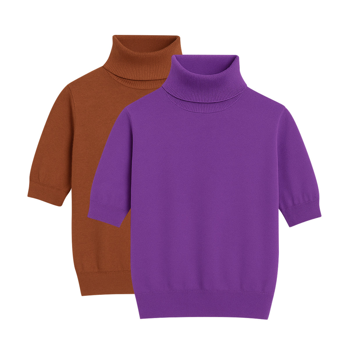 Womens Premium Knit Half Sleeve Turtleneck Sweater